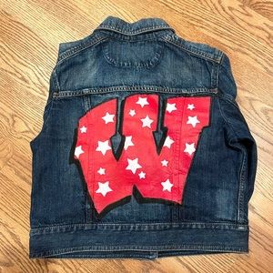 Cropped Jean Jacket with Custom Wisconsin Logo